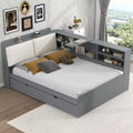 FAMYYT Full Size Platform Bed?With Storage Headboard, Shelves and Trundle, Easy Assembly