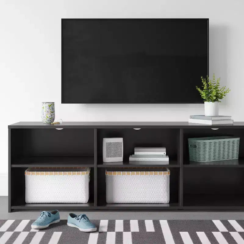 Mobile TV con ripiani aperti marrone scuro per TV fino a 70"