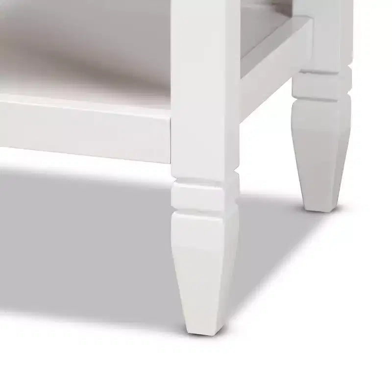 Comodino bianco e oro con 1 cassetto e ripiano aperto — Per 1