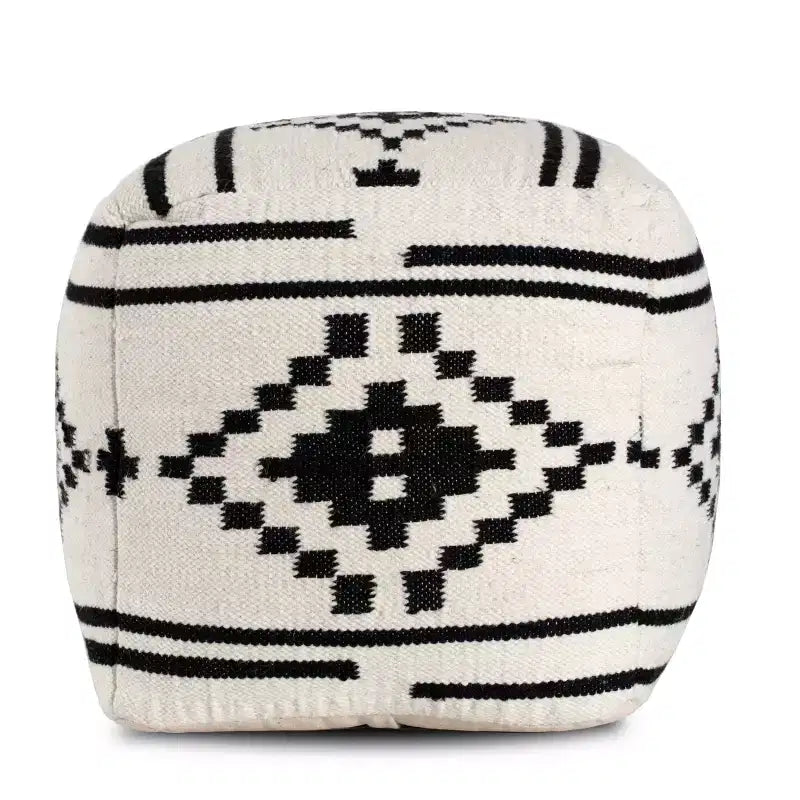 Pouf Geometrico Quadrato Bianco/Nero - 1 Posto