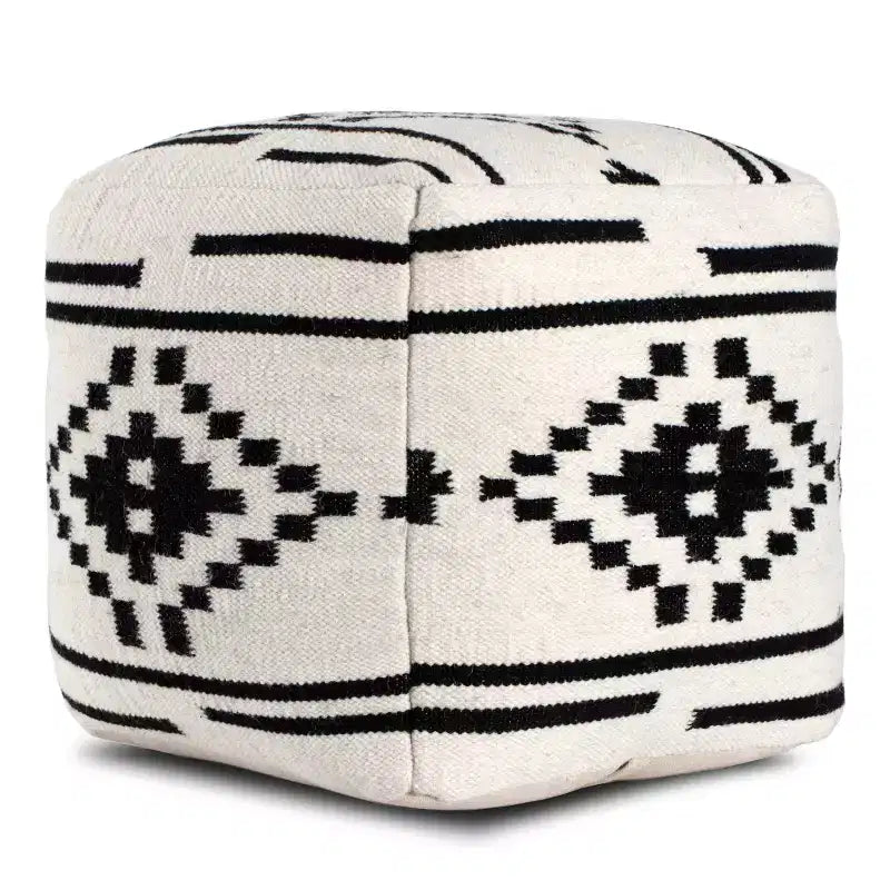 Pouf Geometrico Quadrato Bianco/Nero - 1 Posto