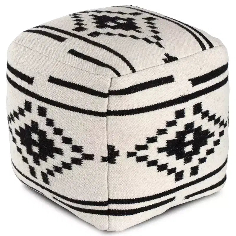 Pouf Geometrico Quadrato Bianco/Nero - 1 Posto