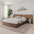 Letto a piattaforma Queen/Full in noce con cassetti contenitore