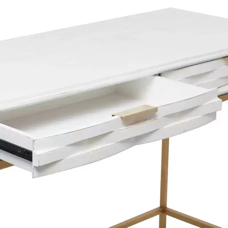 Consolle Moderna Oro e Bianca con Cassetto - 1 Pezzo