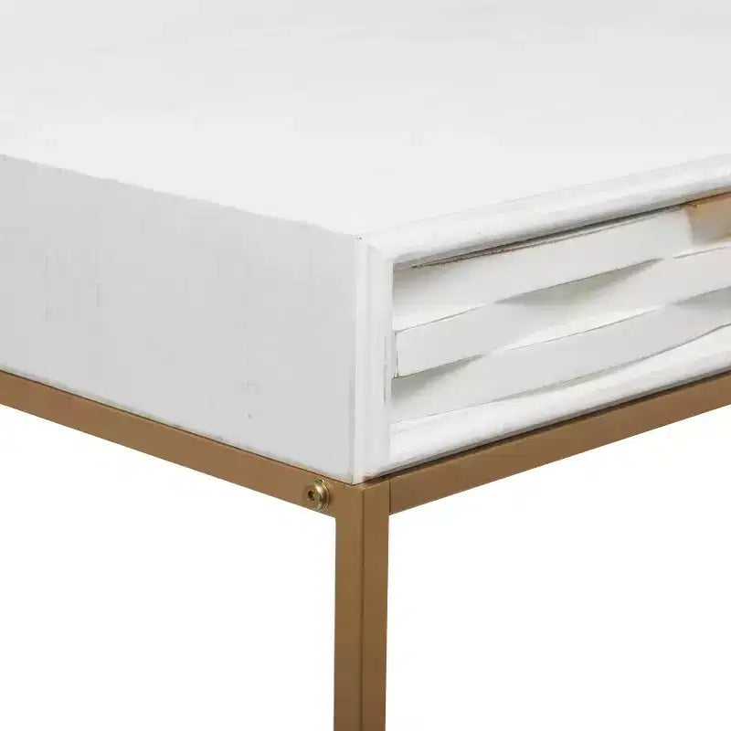 Consolle Moderna Oro e Bianca con Cassetto - 1 Pezzo