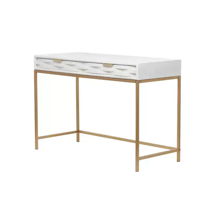 Consolle Moderna Oro e Bianca con Cassetto - 1 Pezzo