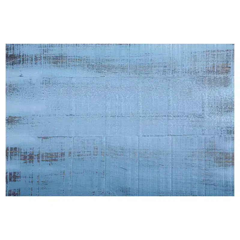 Tavolino rotondo in legno, finitura anticata, blu/bianco, 1 persona