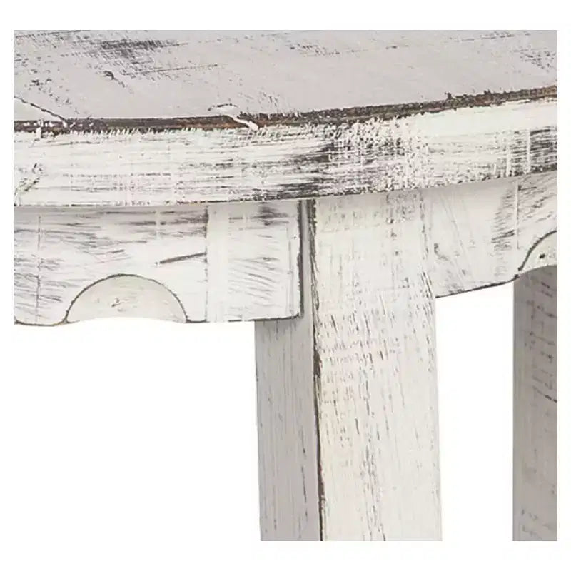 Tavolino rotondo in legno, finitura anticata, blu/bianco, 1 persona