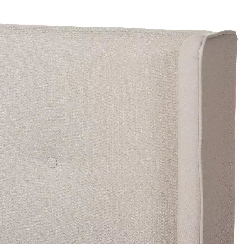 Letto a piattaforma trapuntato Beige Wingback – Moderno di metà secolo, Matrimoniale/King, 1-2 persone