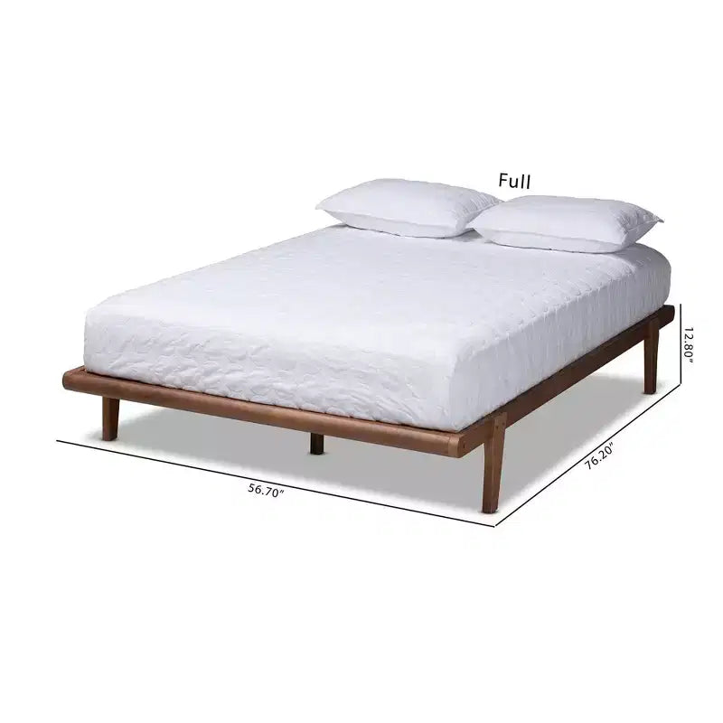 Struttura Letto a Piattaforma in Noce Mid-Century – Finitura Naturale, Per 1 Persona (Una piazza e mezza/Matrimoniale/King)