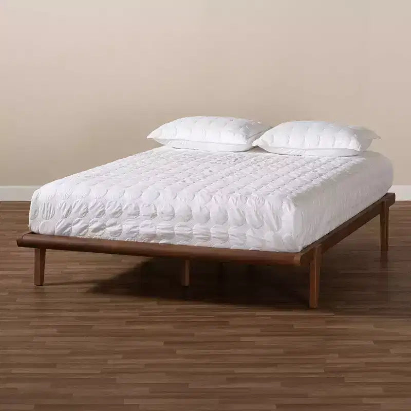 Struttura Letto a Piattaforma in Noce Mid-Century – Finitura Naturale, Per 1 Persona (Una piazza e mezza/Matrimoniale/King)