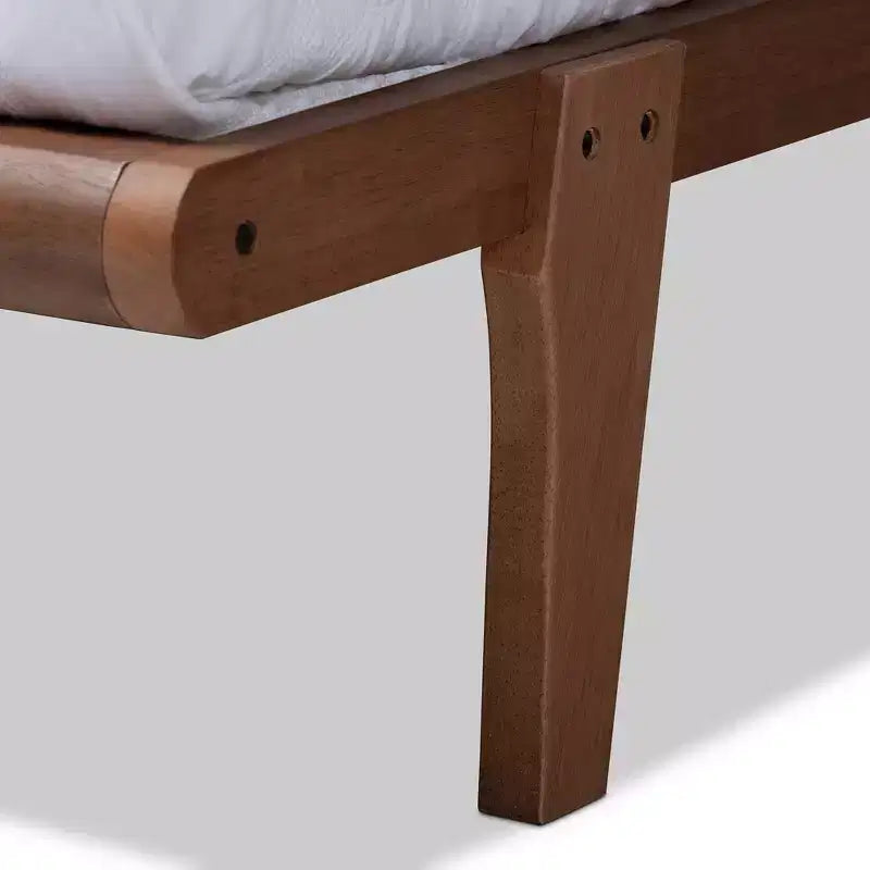 Struttura Letto a Piattaforma in Noce Mid-Century – Finitura Naturale, Per 1 Persona (Una piazza e mezza/Matrimoniale/King)