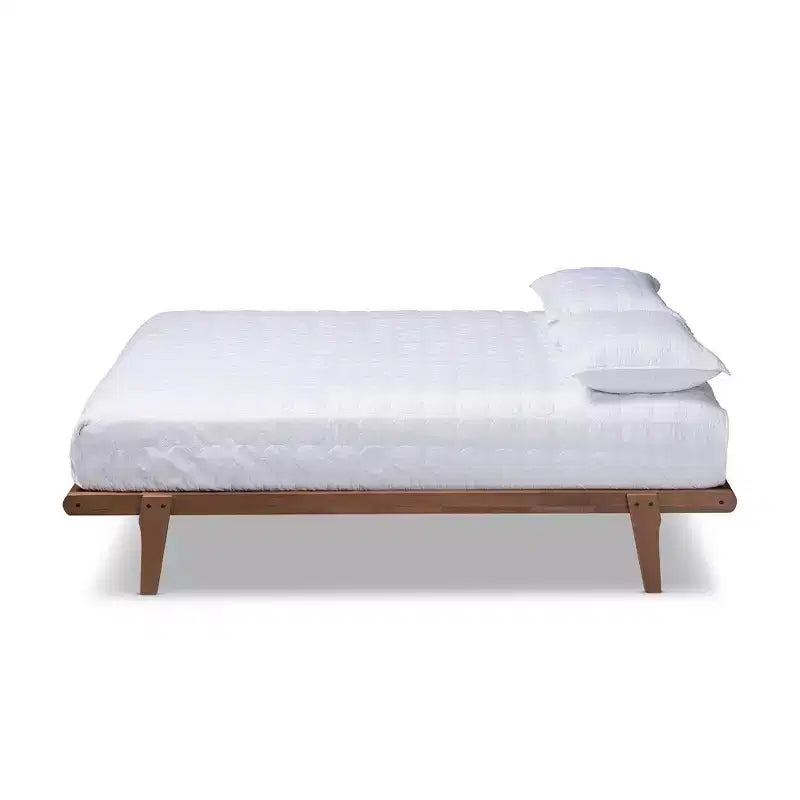 Struttura Letto a Piattaforma in Noce Mid-Century – Finitura Naturale, Per 1 Persona (Una piazza e mezza/Matrimoniale/King)