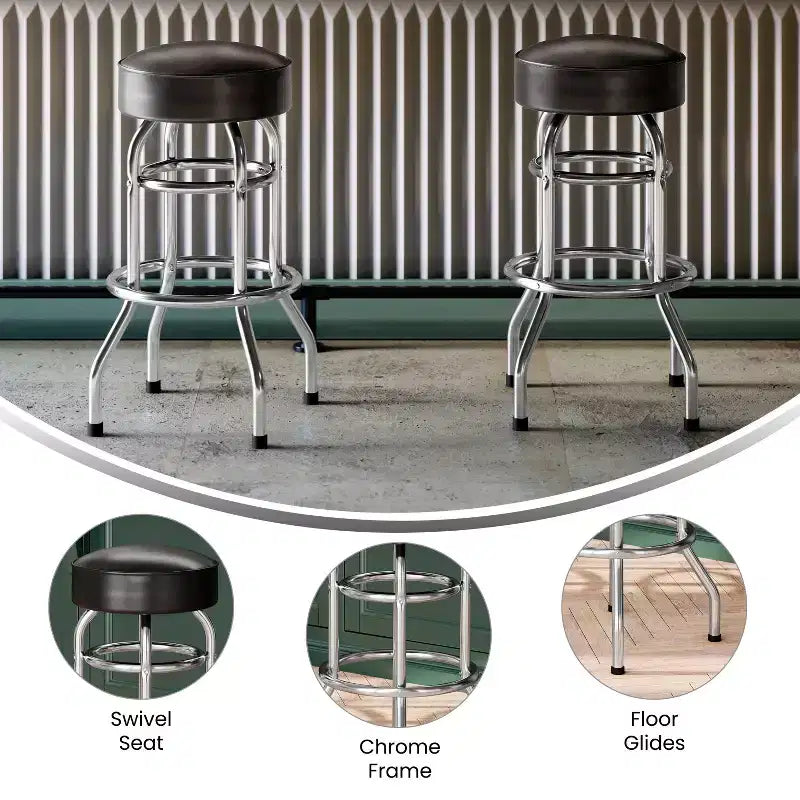 Sgabello da bar Flash Furniture Double Ring cromato