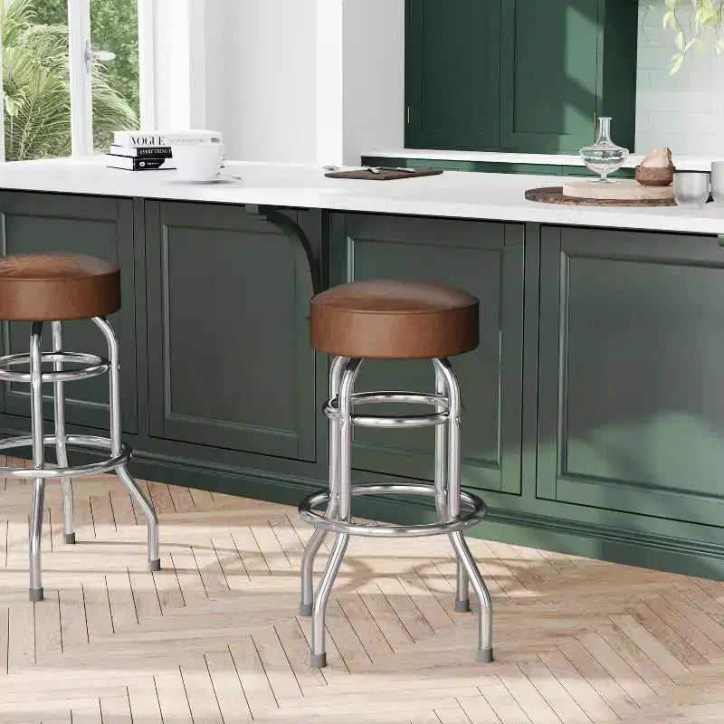 Sgabello da bar Flash Furniture Double Ring cromato