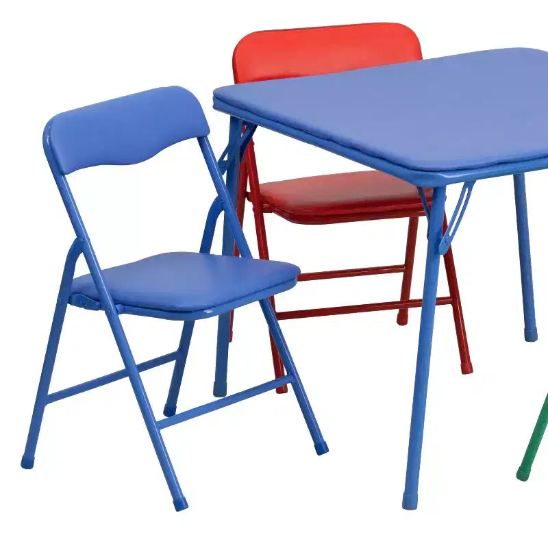 Tavolo pieghevole per bambini con 4 sedie – Nero / Blu / Grigio / Blu navy / Stampato / Marrone chiaro / Bianco