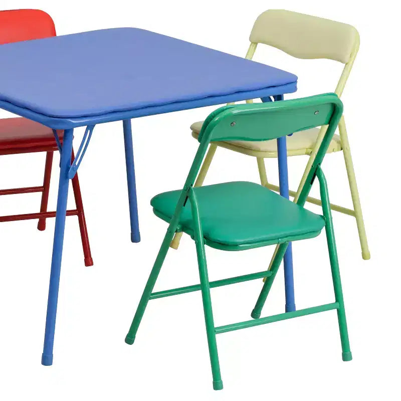 Tavolo pieghevole per bambini con 4 sedie – Nero / Blu / Grigio / Blu navy / Stampato / Marrone chiaro / Bianco