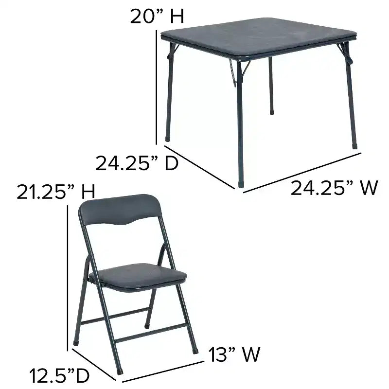 Tavolo pieghevole per bambini con 4 sedie – Nero / Blu / Grigio / Blu navy / Stampato / Marrone chiaro / Bianco