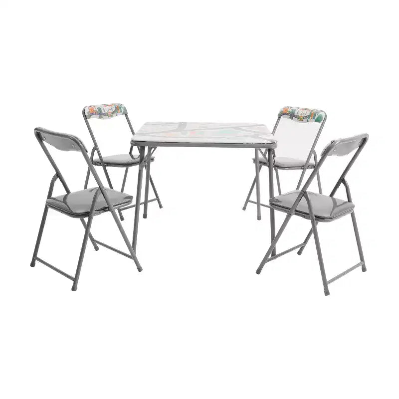 Tavolo pieghevole per bambini con 4 sedie – Nero / Blu / Grigio / Blu navy / Stampato / Marrone chiaro / Bianco