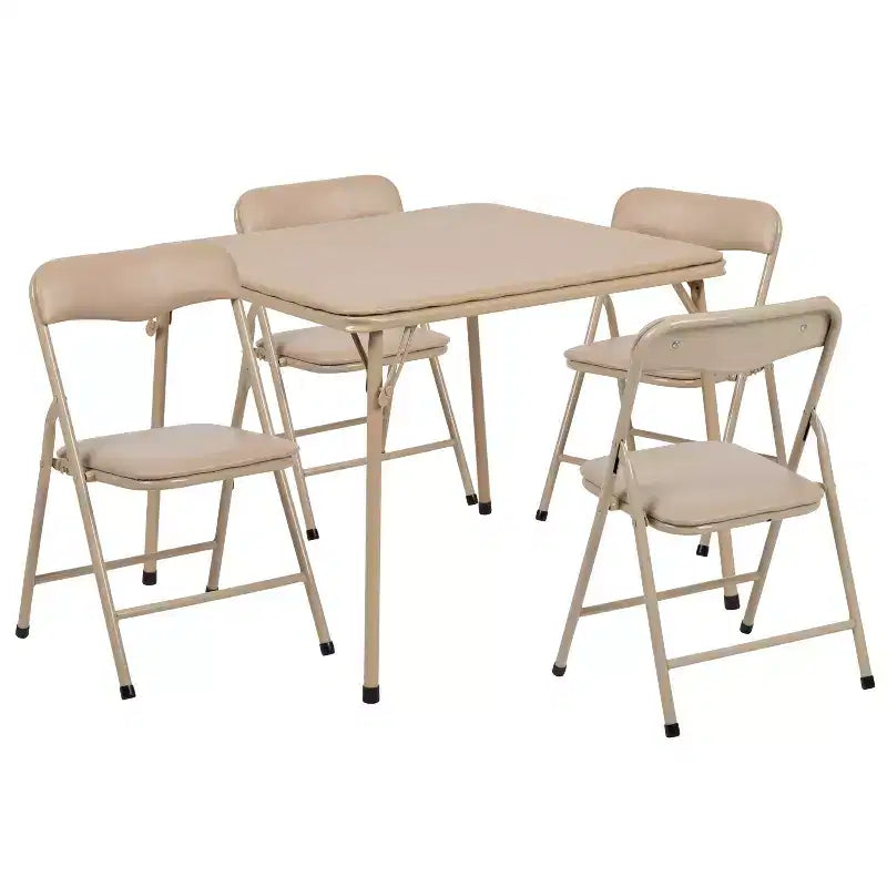 Tavolo pieghevole per bambini con 4 sedie – Nero / Blu / Grigio / Blu navy / Stampato / Marrone chiaro / Bianco