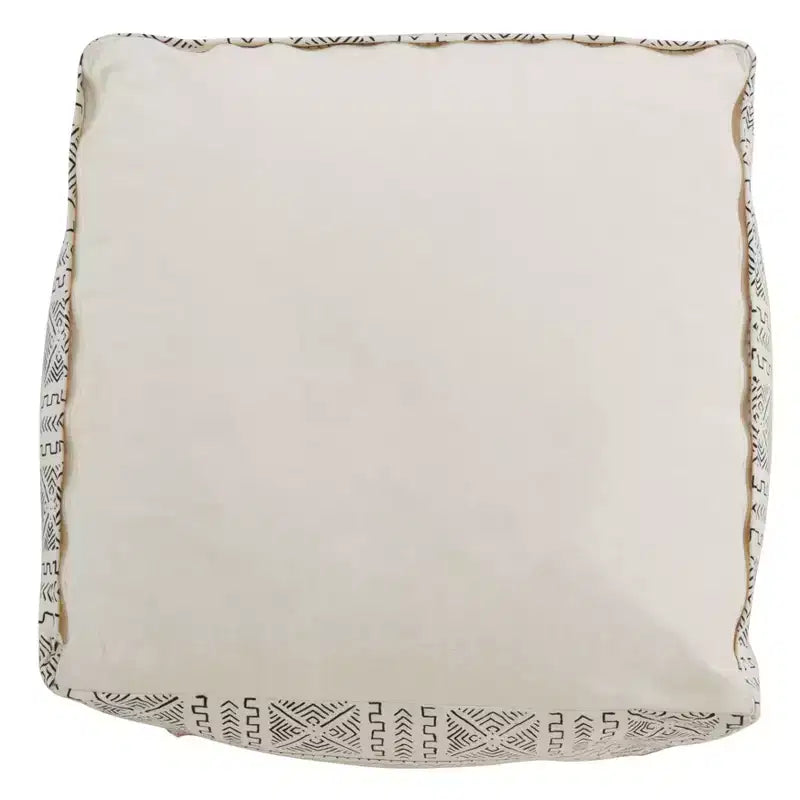 Pouf da pavimento in tela Mudcloth bianca quadrata - Seduta singola