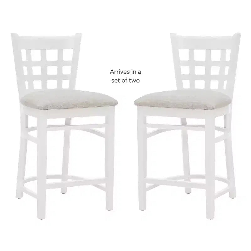 Sgabelli da bar altezza bancone, bianco/bianco sporco/blu navy, senza braccioli, set da 2
