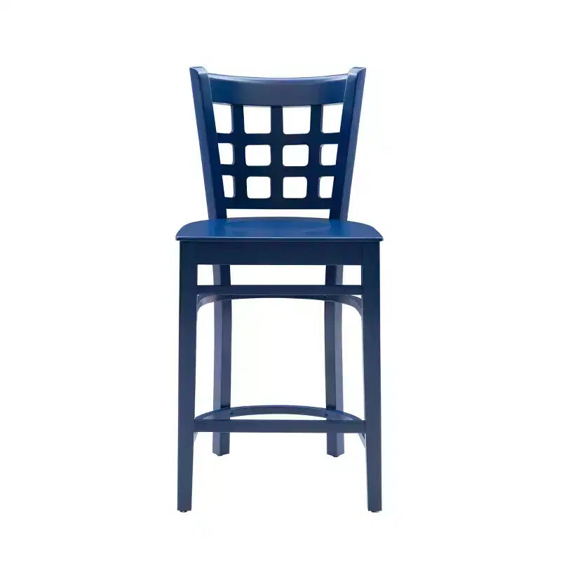Sgabelli da bar altezza bancone, bianco/bianco sporco/blu navy, senza braccioli, set da 2