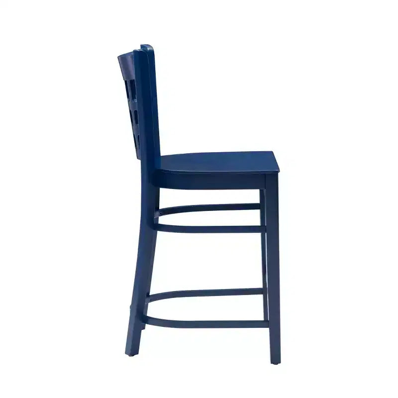 Sgabelli da bar altezza bancone, bianco/bianco sporco/blu navy, senza braccioli, set da 2