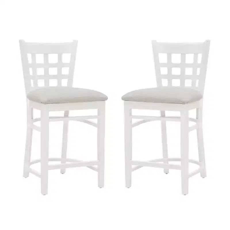 Sgabelli da bar altezza bancone, bianco/bianco sporco/blu navy, senza braccioli, set da 2