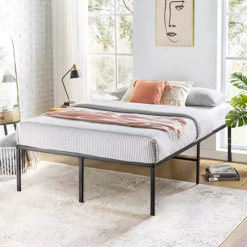 Struttura letto a piattaforma in metallo nero - Senza testiera, Matrimoniale/Queen/King, 1-2 Adulti