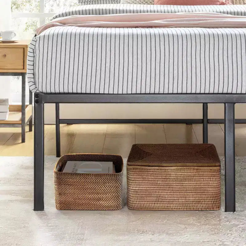 Struttura letto a piattaforma in metallo nero - Senza testiera, Matrimoniale/Queen/King, 1-2 Adulti