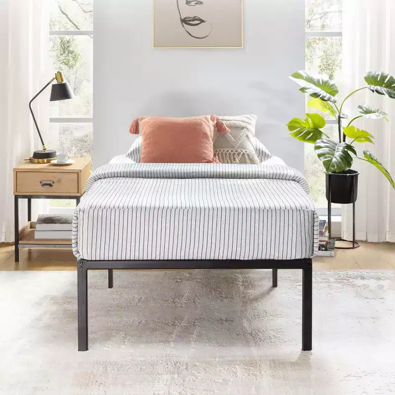 Struttura letto a piattaforma in metallo nero - Senza testiera, Matrimoniale/Queen/King, 1-2 Adulti
