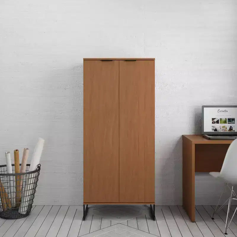 Libreria a 4 ripiani con ante, nero / crema