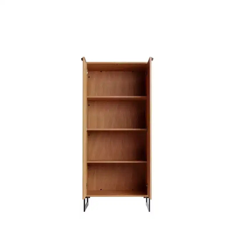 Libreria a 4 ripiani con ante, nero / crema