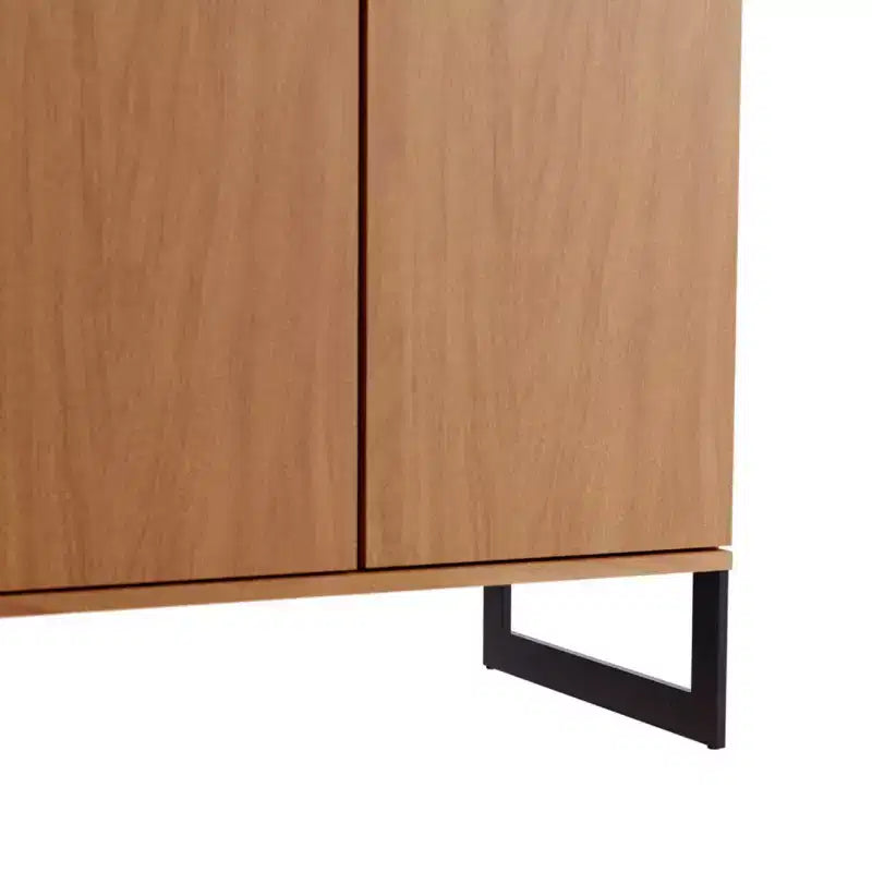 Libreria a 4 ripiani con ante, nero / crema