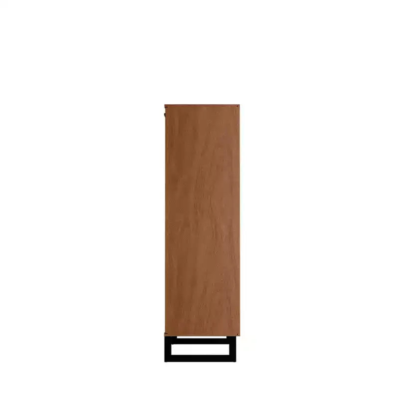 Libreria a 4 ripiani con ante, nero / crema