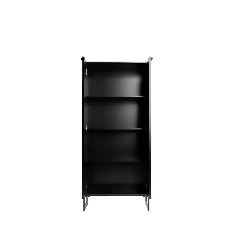 Libreria a 4 ripiani con ante, nero / crema