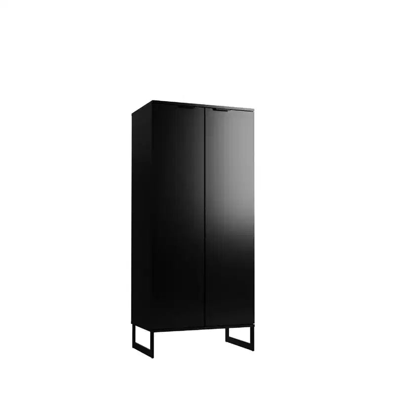 Libreria a 4 ripiani con ante, nero / crema