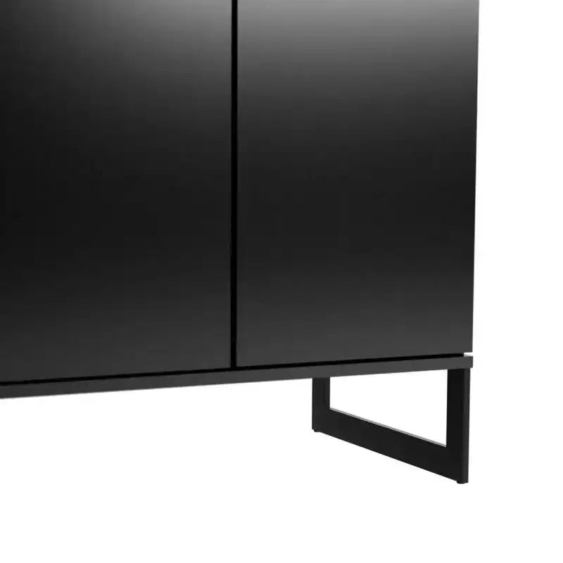 Libreria a 4 ripiani con ante, nero / crema