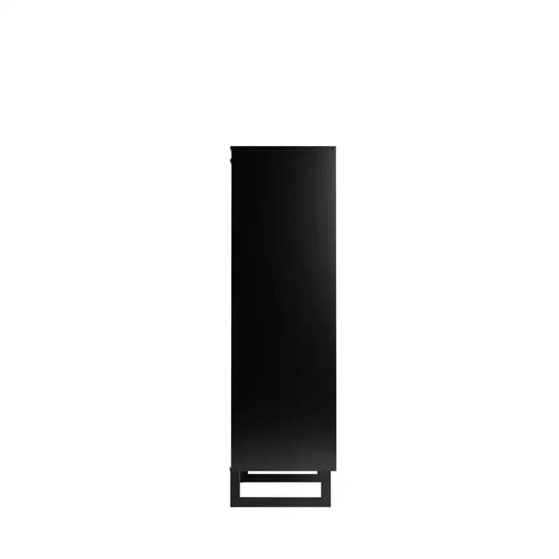 Libreria a 4 ripiani con ante, nero / crema