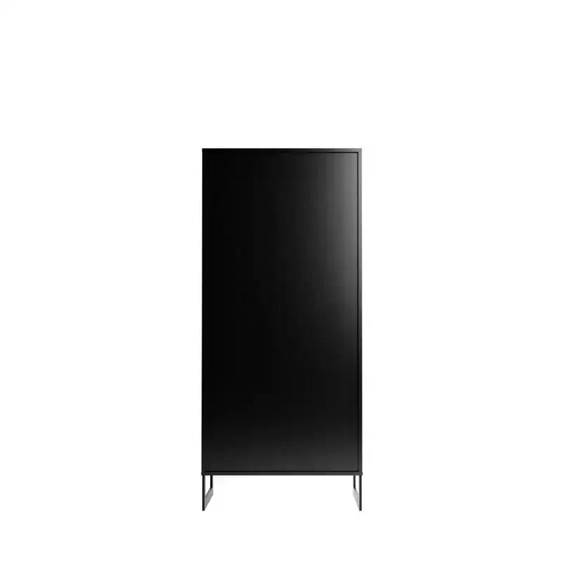 Libreria a 4 ripiani con ante, nero / crema