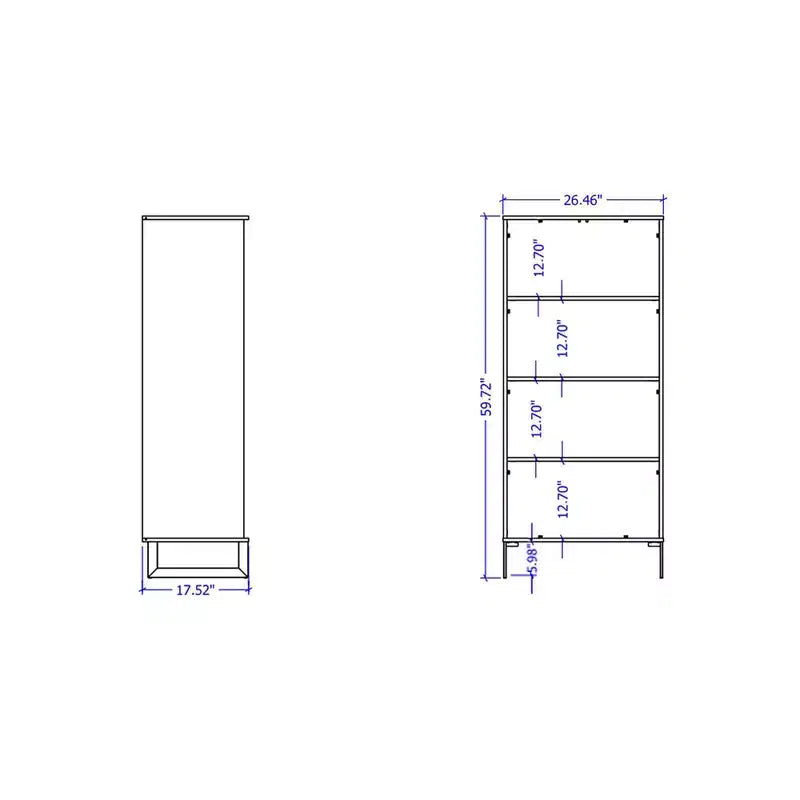 Libreria a 4 ripiani con ante, nero / crema
